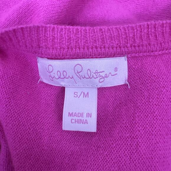 Lilly Pulitzer 100% Cashmere Fringe Alessandra Tunic Sweater Pink Gray sz S/M - Picture 7 of 8